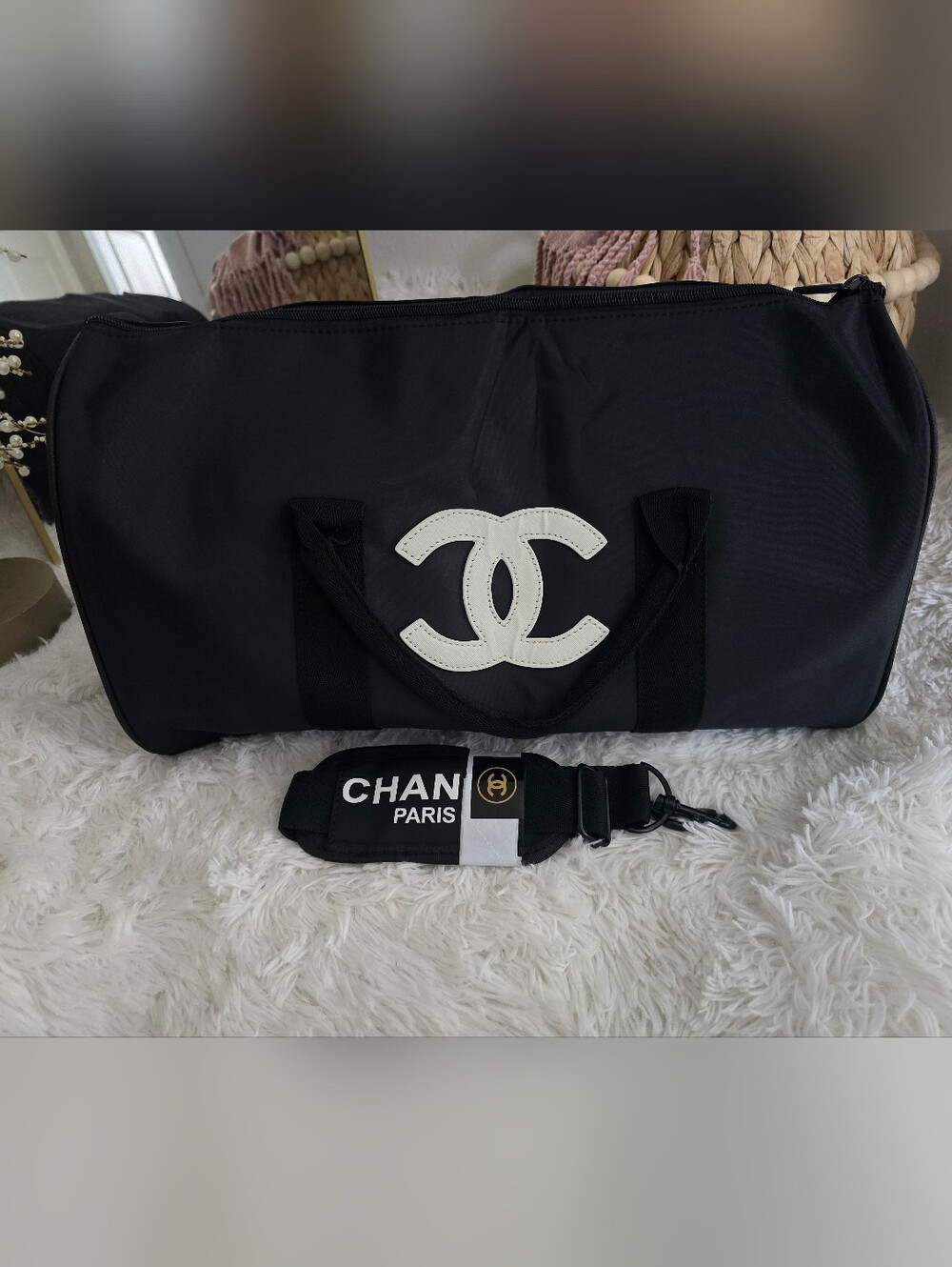 Chanel Black Travel Duffle Bag - Classic Logo Weekend Bag